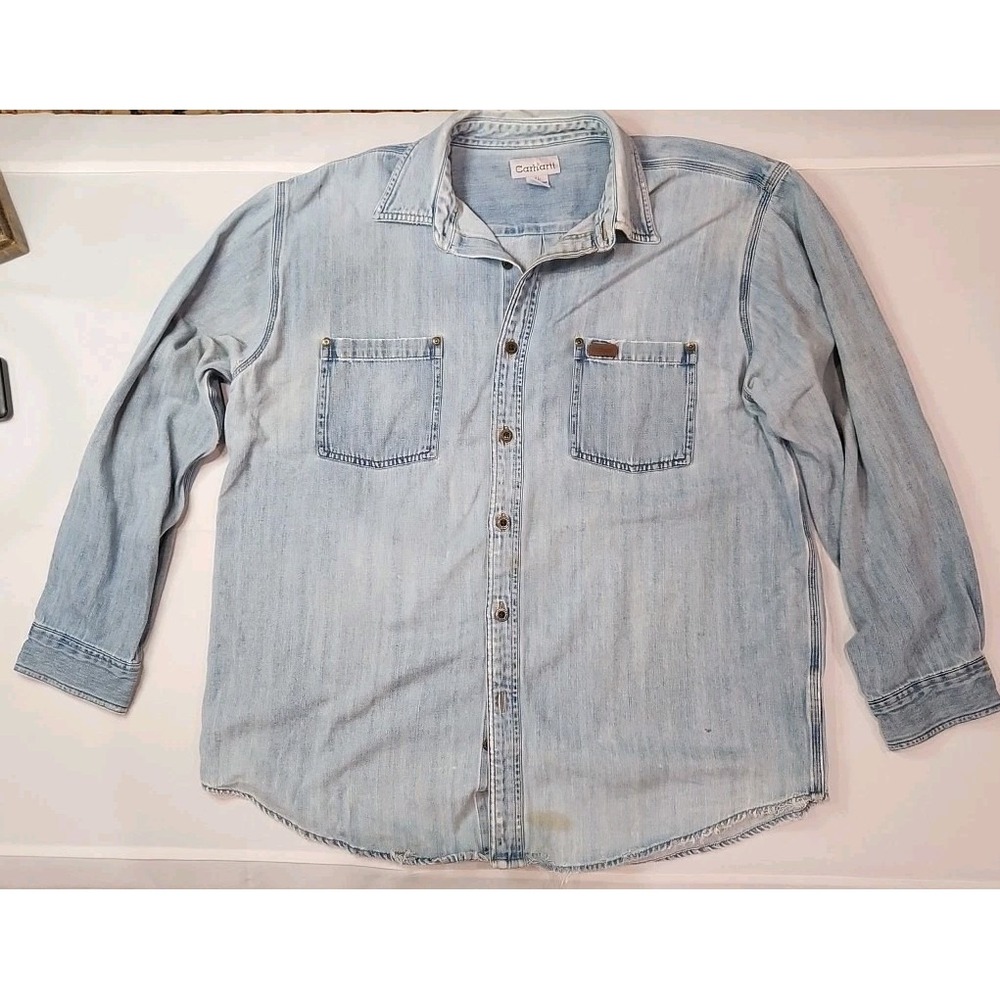 Y2K Carhartt Work wear Denim Long Sleeve Shirt WorkWear 2000s Medium